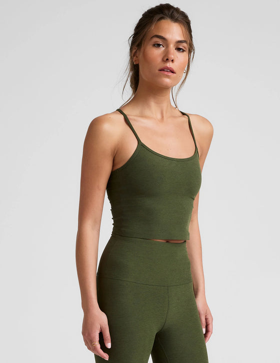 Beyond Yoga Spacedye Slim Racerback Cropped Tank - Army Green Heather