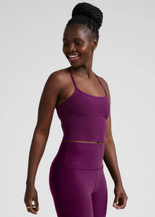  Beyond Yoga Spacedye Slim Racerback Cropped Tank -Aubergine Beet