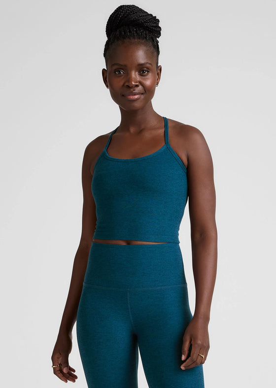 Beyond Yoga Spacedye Slim Racerback Cropped Tank - Blue Gem Heather