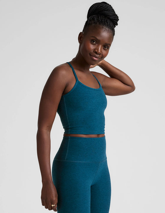 Beyond Yoga Spacedye Slim Racerback Cropped Tank - Blue Gem Heather
