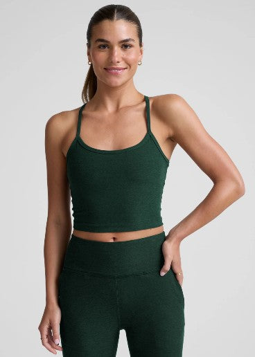 Beyond Yoga Spacedye Slim Racerback Cropped Tank - Dark Spruce Green Heather
