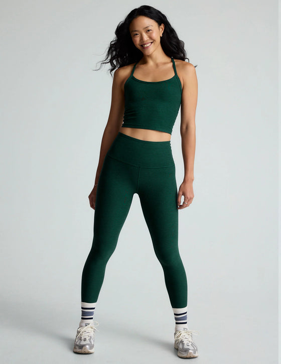 Beyond Yoga Spacedye Slim Racerback Cropped Tank - Dark Spruce Green Heather