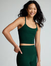 Beyond Yoga Spacedye Slim Racerback Cropped Tank - Dark Spruce Green Heather
