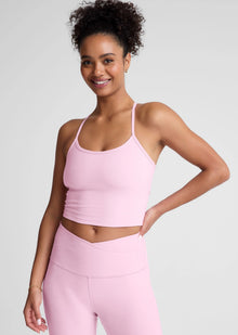  Beyond Yoga Spacedye Slim Racerback Cropped Tank -  Frosty Pink Heather