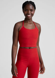 Beyond Yoga Spacedye Slim Racerback Cropped Tank - Holly Red Heather