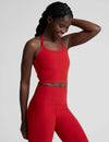 Beyond Yoga Spacedye Slim Racerback Cropped Tank - Holly Red Heather