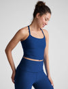 Beyond Yoga Spacedye Slim Racerback Cropped Tank - Marine Blue Heather
