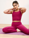 Beyond Yoga Spacedye Slim Racerback Cropped Tank - Sangria Heather