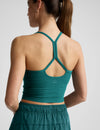 Beyond Yoga Spacedye Slim Racerback Cropped Tank - Teal Sea Heather