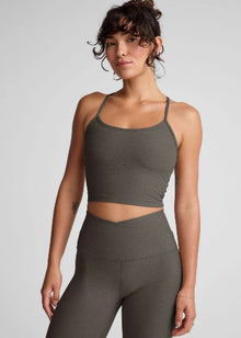  Beyond Yoga Spacedye Slim Racerback Cropped Tank - True Grey Heather