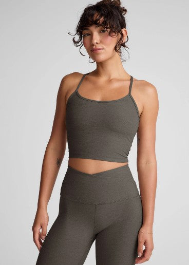 Beyond Yoga Spacedye Slim Racerback Cropped Tank - True Grey Heather