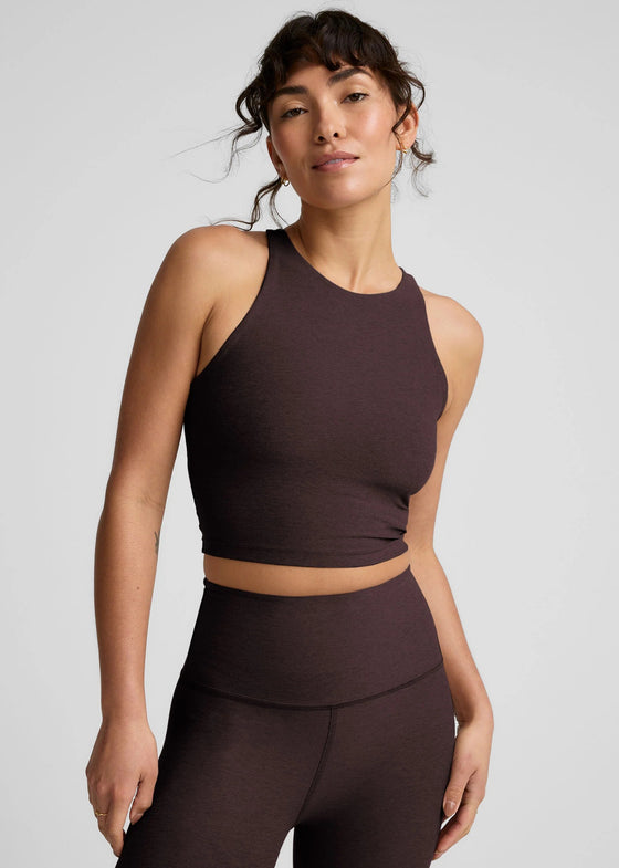 Beyond Yoga Spacedye Refocus Cropped Tank Longer Length - Dark Chocolate Heather