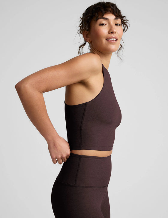 Beyond Yoga Spacedye Refocus Cropped Tank Longer Length - Dark Chocolate Heather