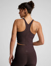 Beyond Yoga Spacedye Refocus Cropped Tank Longer Length - Dark Chocolate Heather