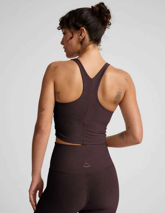Beyond Yoga Spacedye Refocus Cropped Tank Longer Length - Dark Chocolate Heather
