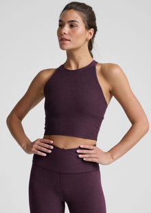  Beyond Yoga Spacedye Refocus Cropped Tank - Eggplant Purple Heather