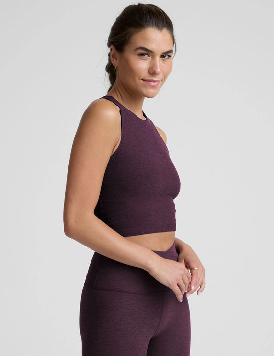 Beyond Yoga Spacedye Refocus Cropped Tank - Eggplant Purple Heather