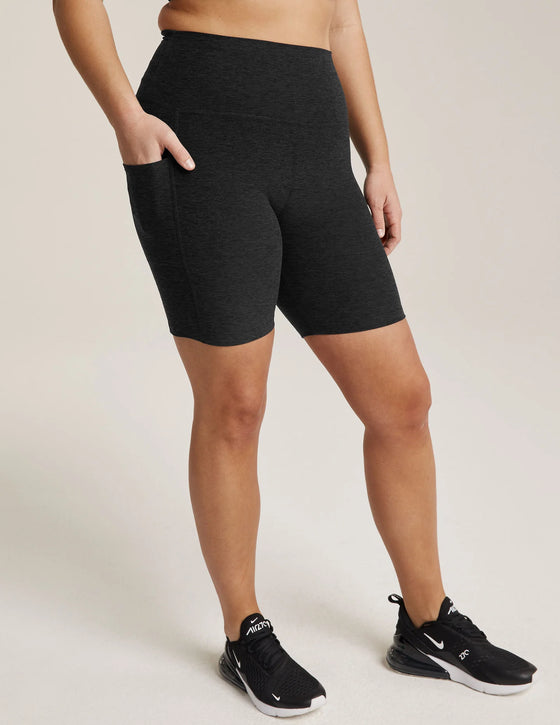 Beyond Yoga Spacedye Team Pockets High Waisted Biker Short - Darkest Night