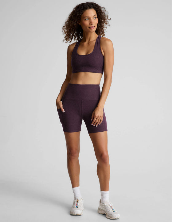 Beyond Yoga Spacedye Keep Pace 5" Pocket Short - Eggplant Purple Heather