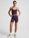 Beyond Yoga at your Leisure 5" Bike Short - Brilliant Blackberry Heather