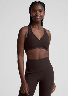  Beyond Yoga Spacedye Lift your Spirits Bra - Dark Chocolate Heather