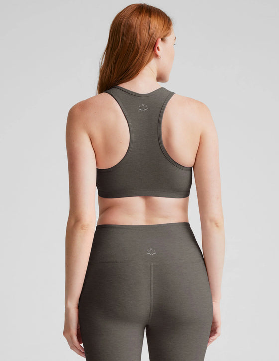 Beyond Yoga Spacedye Lift your Spirits Bra - True Gray Heather