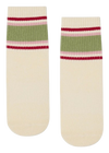 MoveActive Crew Non Slip Grip Socks - Stripe Vanilla & Sage