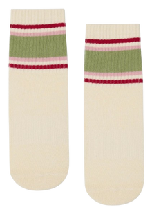 MoveActive Crew Non Slip Grip Socks - Stripe Vanilla & Sage