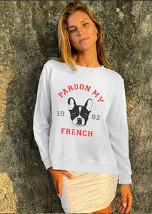  Sophie Moran Sweatshirt Pardon my French - White