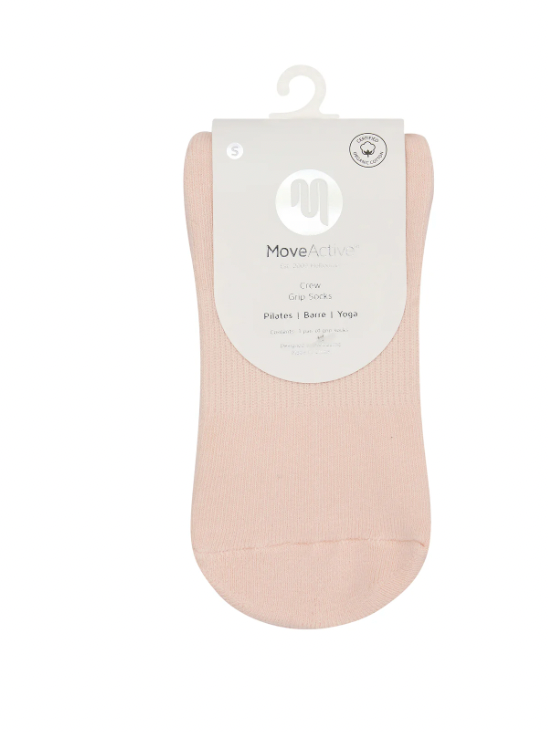 MoveActive Classic Crew Low Rise Grip Socks - Soft Pink