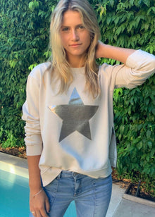  Sophie Moran Sequin Star Sweatshirt - Beige