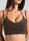 Leelo Double Layer Halter Crop - Chocolate/Polka
