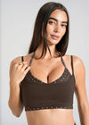 Leelo Double Layer Halter Crop - Chocolate/Polka