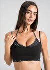 Leelo Double Layer Halter Crop - Black/Polka