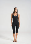 Leelo Double Layer V-Neck Tank - Black/Polka