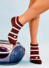Move Active Classic Low Rise Grip Socks - Candy Stripe Espresso