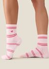 MoveActive Classic Crew Grip Sock - Candy Stripe Candy Pink