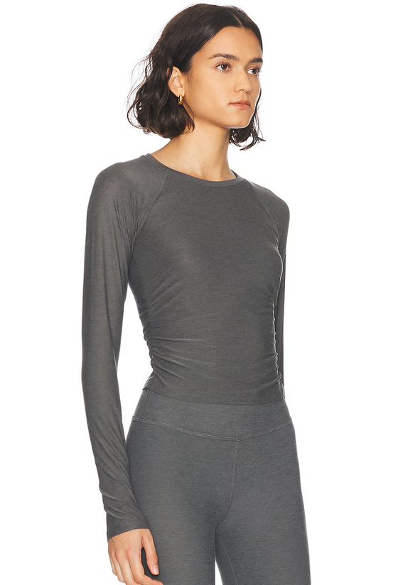 Beyond Yoga Featherweight Your Fit Long Sleeve Top - True Gray Heather
