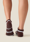 Move Active Classic Low Rise Grip Socks - Candy Stripe Espresso