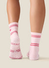 MoveActive Classic Crew Grip Sock - Candy Stripe Candy Pink