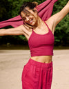 Beyond Yoga Spacedye Slim Racerback Cropped Tank - Berry Red Heather