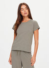 The Upside Avalon Crew Neck Baby Tee - Washed Sage