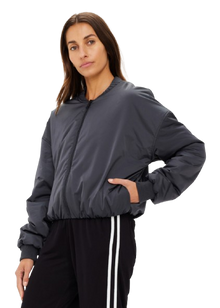  The Upside Carlotta Cropped Bomber Jacket - Washed Black