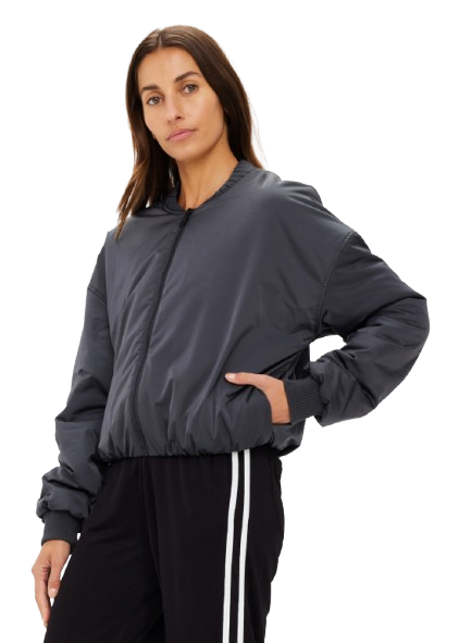 The Upside Carlotta Cropped Bomber Jacket - Washed Black