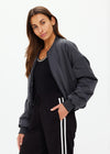 The Upside Carlotta Cropped Bomber Jacket - Washed Black