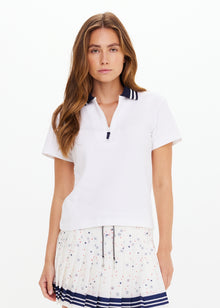  The Upside Renshaw Luma Zip  Collared Polo - White
