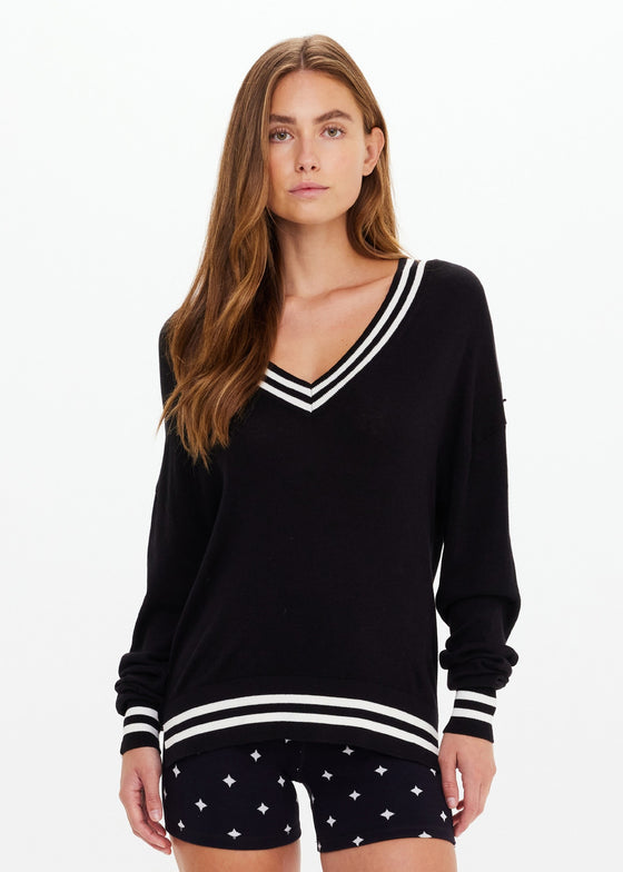 The Upside Duet V Neck Knit Sweater - Black