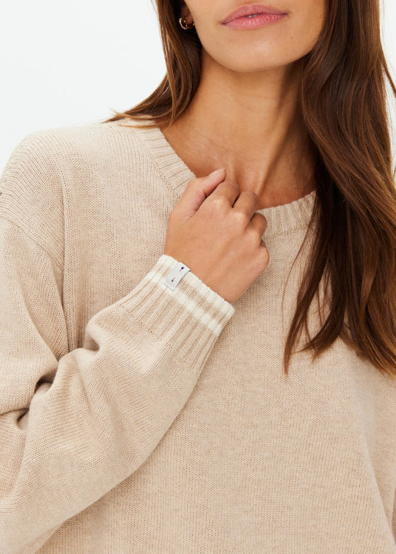 The Upside Xanthe Crew Neck Wool Sweater - Sand