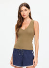The Upside Abby V Neck Tank Top - Olive