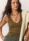 The Upside Abby V Neck Tank Top - Olive